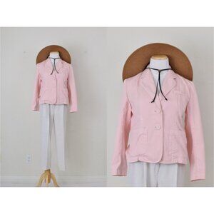 Vintage 90s Pink/White Micro Striped Jacket‎ | size 8